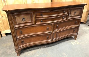 lot 3 image: Brown solid wood long dresser