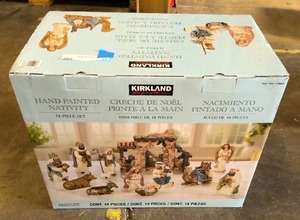 lot 13 image: hand painted nativity set 14 pieces