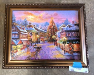 lot 25 image: small xmas painting in frame 18x14