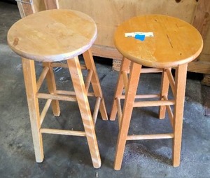 lot 27 image: two wood stools