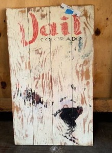 lot 34 image: Vail CO woodplank artwork 18x30