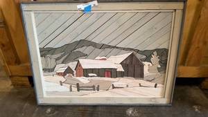 lot 36 image: Grey woodscape of America farm house picture 3425