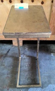 lot 39 image: Gold small metal end table with wood top
