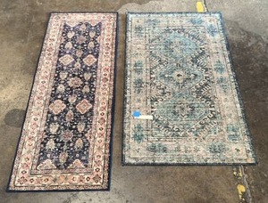 lot 71 image: two small floral rugs