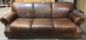 lot 80 image: Brown leather sofa