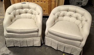 lot 82 image: Matching swivel upholstered arm chairs