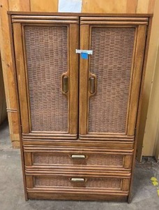lot 87 image: Wood and wicker accent armoire