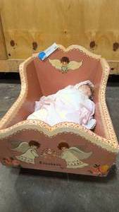 lot 103 image: Antique doll crib and doll
