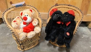 lot 122 image: Matching electronic stuffed animals with wicker chairs