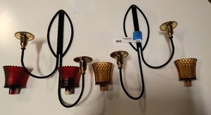 lot 135 image: matching wall hanging crystal candle holders