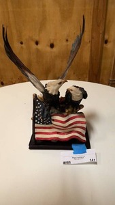lot 141 image: American flag and eagle statue 14 tall