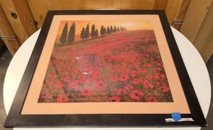 lot 154 image: Rustic frame and matted landscape painting 32x32