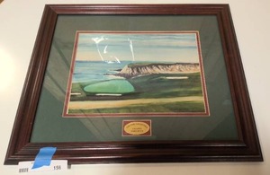 lot 156 image: Pebble beach the links collection framed painting 23x19