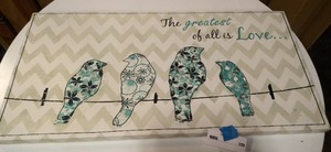 lot 159 image: Birds and patterns canvas wrapped print 36x18