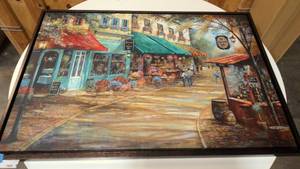 lot 163 image: Canvas print market and caf 38x25