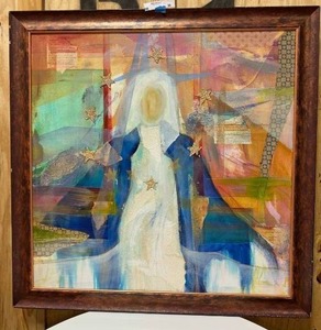 lot 30 image: Large abstract painting 41.5x41.5