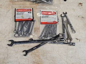 lot 416 image: Lot of (2) Craftsman Wrench Sets- 10pc Midget SAE and Metric (in original packaging) with Assorted Wrenches