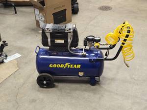 lot 403 image: Goodyear Quiet 8-Gallon 1-HP 135-PSI Air Compressor  Rolling TAW-153051