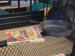 lot 456 image: Lodge 10 Cast Iron Pan with Lodge Cast Iron Cookbook