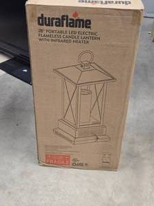 lot 475 image: Duraflame Household Portable LED Electric Flameless Candle Lantern with Infrared Heater (in original packaging)