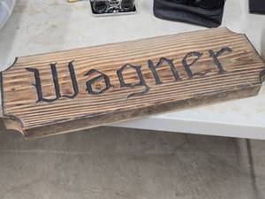 lot 513 image: Wagner logo Wooden Sign