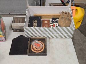 lot 512 image: Assorted Games - Chess, Checkers, Playing Cards, Dice, Mini Dartboard