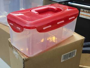 lot 556 image: Lot of (2) Lock n Lock Plastic Storage Containers with Multiple Compartments