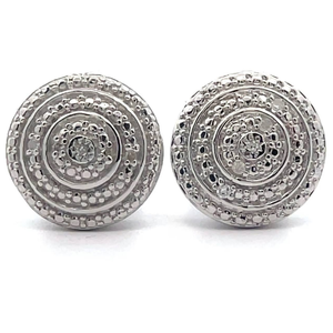 lot 39 image: Natural Diamond Concentric Halo Stud Earrings
