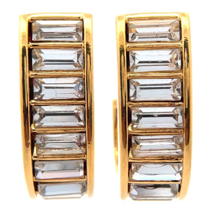 lot 37 image: Chic Baguette Cubic Zirconia J-Hoop Earrings VIDEO