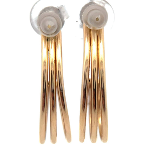 lot 34 image: Triple Curl J-Hoop Jackets (Earrings) in 14k Yellow Gold VIDEO