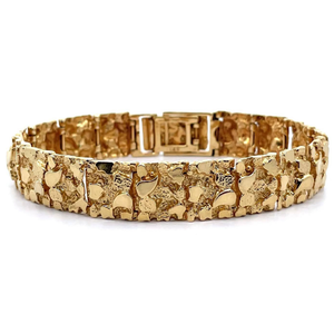 lot 13 image: Nugget Square Link Bracelet in 14k Yellow Gold (26.90 Grams) VIDEO