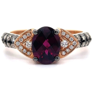 lot 11 image: LeVian Oval Garnet & Pav Natural Diamond Ring in 14k Two-Tone Gold VIDEO