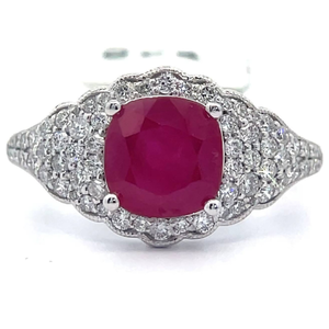 lot 10D image: Isabel Perez Madrid 2.50 Carat Ruby & Natural Diamond Ring in Platinum w GIA Report VIDEO