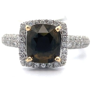 lot 10B image: 3.18 Carat Natural Alexandrite & Natural Pav Diamond Halo Ring in 18k Two-Tone Gold w GIA Report VIDEO