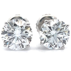 lot 7 image: 2 Carat Diamond Round Solitaire Stud Earrings in 14k White Gold VIDEO