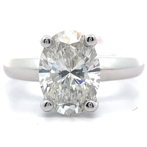 lot 2 image: NEW 3 Carat Diamond Oval Solitaire Ring in 14k White Gold w EGL Report VIDEO