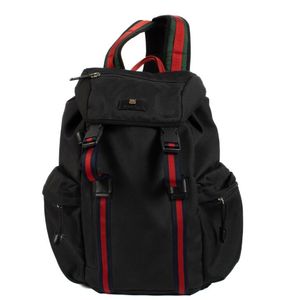 lot 28C image: Gucci Black Nylon Web Stripe Drawstring Backpack Pre-Owned Retail $1,200