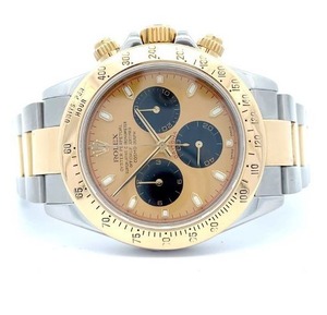 lot 0F image: Rolex Daytona Paul Newman Desirable Chronograph Watch 116523 with Champagne Dial and Black Subdials in Steel & 18K Yellow Gold w Box $27,500 Retail VIDEO