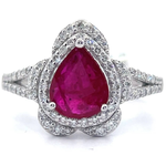 Isabel Perez Madrid 1.77 Carat Natural Ruby & Diamond Flower Halo Ring in Platinum w/ GIA Report *VIDEO*