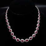 35.52 Carat Rare Burmese Ruby & Natural Diamond Halo Necklace in Platinum w/ GIA Report *VIDEO*