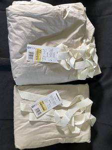 lot 39 image: 2 Queen Size Linen Bed Skirts, 100 Percent French Linen Drop