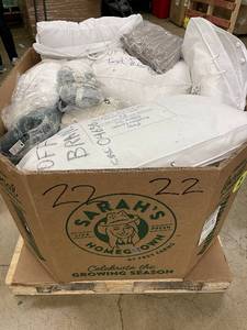 Pallet of Bedding Sets, Comforters, and Linens Pillows, Off Brand Bosker Returns, at least 30 items.