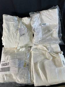 lot 68 image: French Linen White Full Sheet Set, Bed Skirt, and Standard Sham