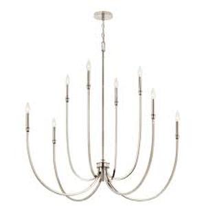 lot 2 image: KICHLER Malene 45.25 in. 8-Light Polished Nickel Traditional Candle Foyer Chandelier for Dining Room  Customer Returns See Pictures
