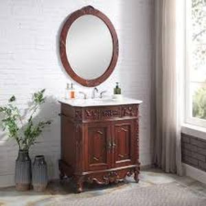 lot 3 image: Home Decorators Collection Winslow 33 in. W x 22 in. D x 35 in. H Single Sink Freestanding Bath Vanity in Antique Cherry with White Porcelain Top   Customer Returns See Pictures