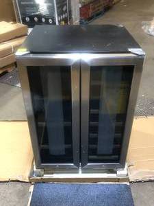 lot 10 image: SIMZLIFE 24 in. Dual Zone 21-Bottles and 88-Cans Freestanding Beverage Refrigerator Cooler Fridge in Silver, Frost-Free Damaged  Customer Returns See Pictures