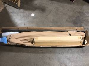 lot 49 image: Pellebant 11.5 ft. x 9 ft. ft. Aluminum Cantilver Offset 360 Degree Swivel Tilt Patio Umbrella in Tan 260 lbs. Umbrella Stand ( No  Umbrella Base)  Customer Returns See Pictures