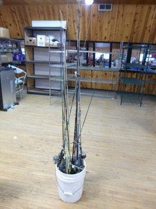 lot 46 image: Bucket of Fishing Rods and Reels