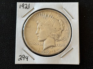 lot 8 image: 1921 Peace Dollar High Relief Key Date ONLY 1,006,473 Minted