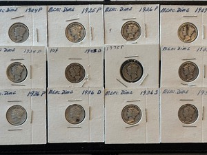 lot 20 image: Mercury Silver Dimes